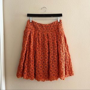 Anthropologie | Orange Crochet Flowy Skirt